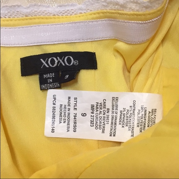 XOXO Yellow Eyelet pocket strapless retro pinup a line sexy summer dress 9 - Picture 7 of 8